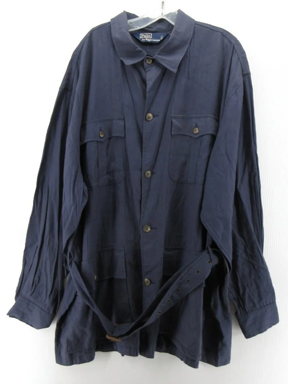 VTG Polo Ralph Lauren Jacket XL Linen Safari Coat Field Belted 90s